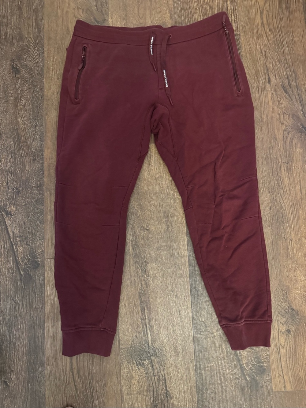 Armani Exchange Men’s Burgundy Drawstring Joggers